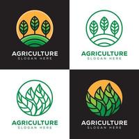 agriculture, tropical plant logo set with line art style
