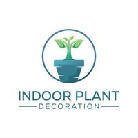 diseño de logotipo de decoración de plantas interiores, plantilla de vector de diseño de logotipo de árbol de cultivo