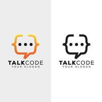 chat code logo or forum for programming logo design vector