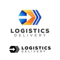 logistics logo design with arrow symbol icon design vector
