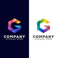 hexagon letter G gradient logo combination color vector template