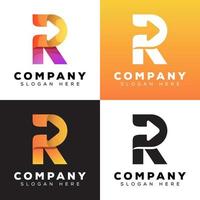 letra de color moderna r con estilo de logotipo de colección de flechas