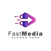 modern fast media or play media gradient logo design vector