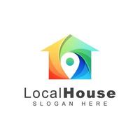 colorido logotipo local o de la casa de ubicación, plantilla vectorial de diseño del logotipo de la casa pin vector