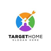 modern target home logo, business real estate target house logo vector template