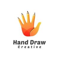 hand draw with pencil gradient logo design vector