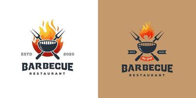 collection vintage barbecue restaurant the grill logo design