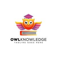 awesome owl knowledge with book education logo, school education logo, animal bird graduate logo template