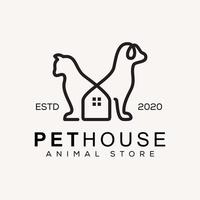 logotipo de la casa de mascotas monoline, diseño del logotipo de la tienda de animales vector