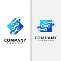 processor chip computer logo, technology gradient logo design vector