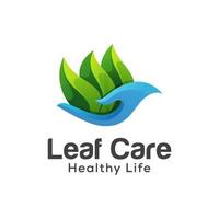 Leaf care healthy life logo, health leaves gradient logo design vector template