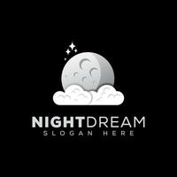 awesome night dream with moon logo design vector template