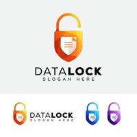 modern color security data lock logo design vector template