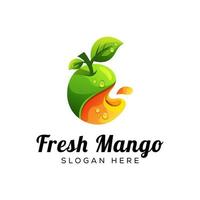 logotipo de mango fresco, vector premium de ilustración de logotipo de mango