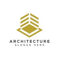 modern hexagon with  building architecture logo design vector