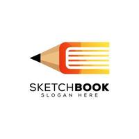 Sketch book logo, pencil with book logo design vector