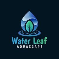 Natural water  leaf, water drop logo, fresh leaves gradient logo vector template