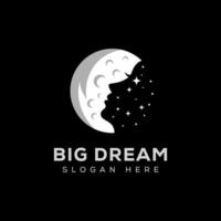 Big dream, beauty sleep with moon logo design vector