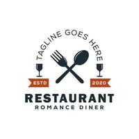 restaurant food romance dinner logo design vector