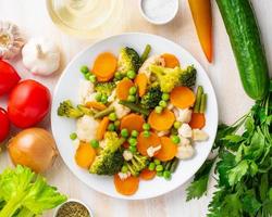 Mix of boiled vegetables, steam vegetables for dietary low-calorie diet