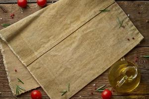 Menu, recipe, mock up, banner. Food seasoning background. photo