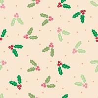 Holly leaves cute pattern for Christmas background, seamless pattern vector illustration.