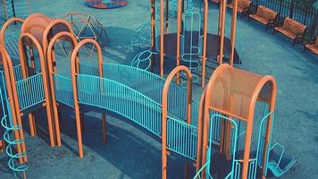 Empty colorful children playground set in park video