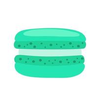 Mint colored macaron in cartoon style. vector