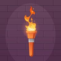 Torch on the wall game art, vector background image.