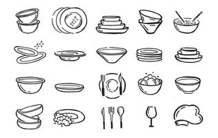 Plate set. Isolated on white background. Hand drawn style. Vector illustration