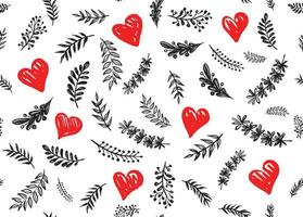 Branches and heart collection hand drawn, vector. vector