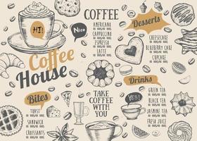 Coffee house menu. Restaurant cafe menu, template design. Food flyer. vector