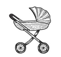 Pram hand drawn vector illustration.