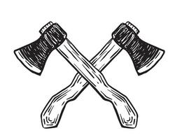 Two crossed axe, hand drawn illustration. vector