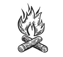 Bonfire, hand drawn illustration, flame, burning. vector