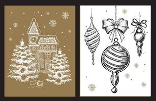 Christmas pattern in sketch style. Hand drawn illustration. vector