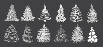 381.epsChristmas tree set. Hand drawn illustration. Vector. vector