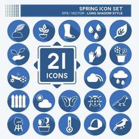 Spring Icon Set. suitable for Spring symbol. long shadow style. simple design editable. design template vector. simple symbol illustration vector