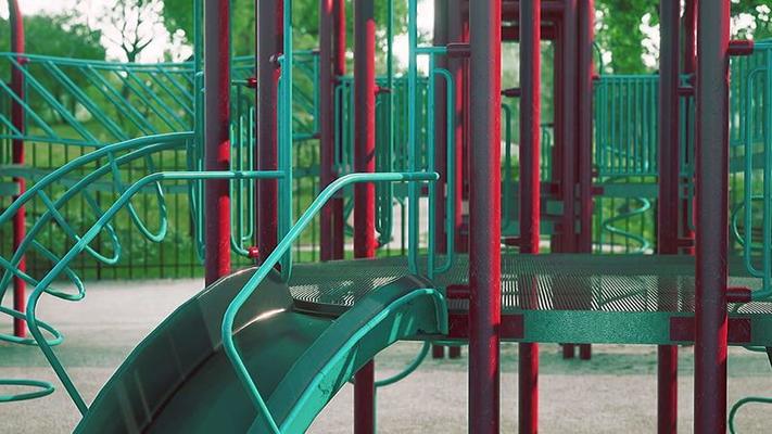 Empty swings on summer kids playground 7463617 Stock Video