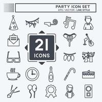 Party Icon Set. suitable for education symbol. line style. simple design editable. design template vector. simple symbol illustration vector