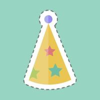 Sticker line cut Party Hat II. suitable for party symbol. simple design editable. design template vector. simple symbol illustration vector