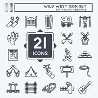 Wild West Icon Set. suitable for Education symbol. line style. simple design editable. design template vector. simple symbol illustration vector