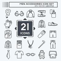 conjunto de iconos de accesorios de hombres. adecuado para el símbolo de la educación. estilo de línea diseño simple editable. vector de plantilla de diseño. ilustración de símbolo simple