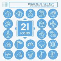 Disasters Icon Set. suitable for nature symbol. blue eyes style. simple design editable. design template vector. simple symbol illustration vector