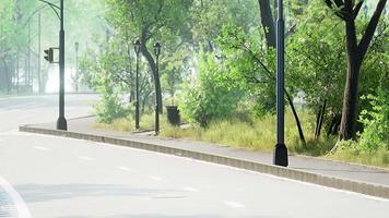 View of empty road with lamp post and sunlight video