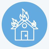 Icon House on Fire. suitable for disasters symbol. blue eyes style. simple design editable. design template vector. simple symbol illustration vector