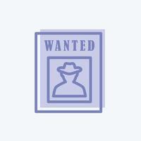 Icon Wanted Poster. suitable for Wild West symbol. two tone style. simple design editable. design template vector. simple symbol illustration vector