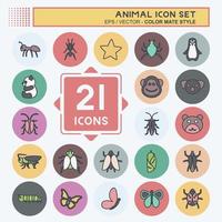 conjunto de iconos de animales. adecuado para el símbolo animal. estilo compañero de color. diseño simple editable. vector de plantilla de diseño. ilustración de símbolo simple