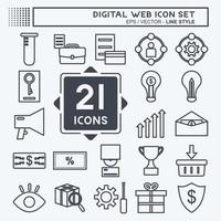 conjunto de iconos web digitales. adecuado para símbolo web digital. estilo de línea diseño simple editable. vector de plantilla de diseño. ilustración de símbolo simple