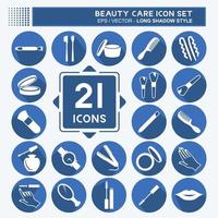 Beauty Care Icon Set. suitable for beauty care symbol. long shadow style. simple design editable. design template vector. simple symbol illustration vector
